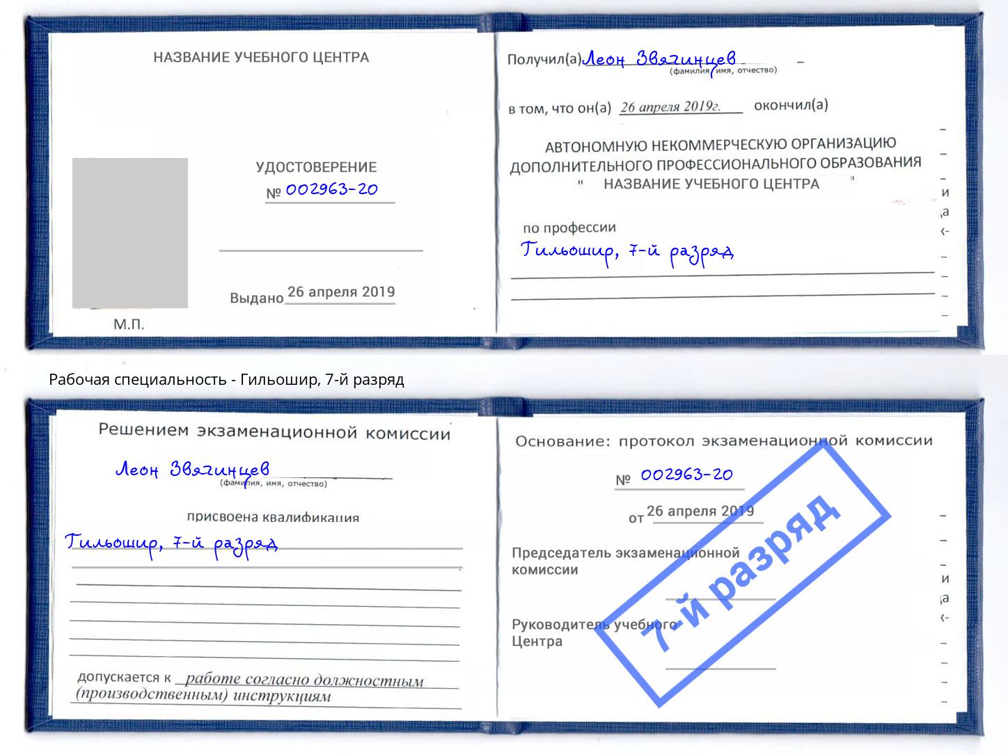 корочка 7-й разряд Гильошир Саратов