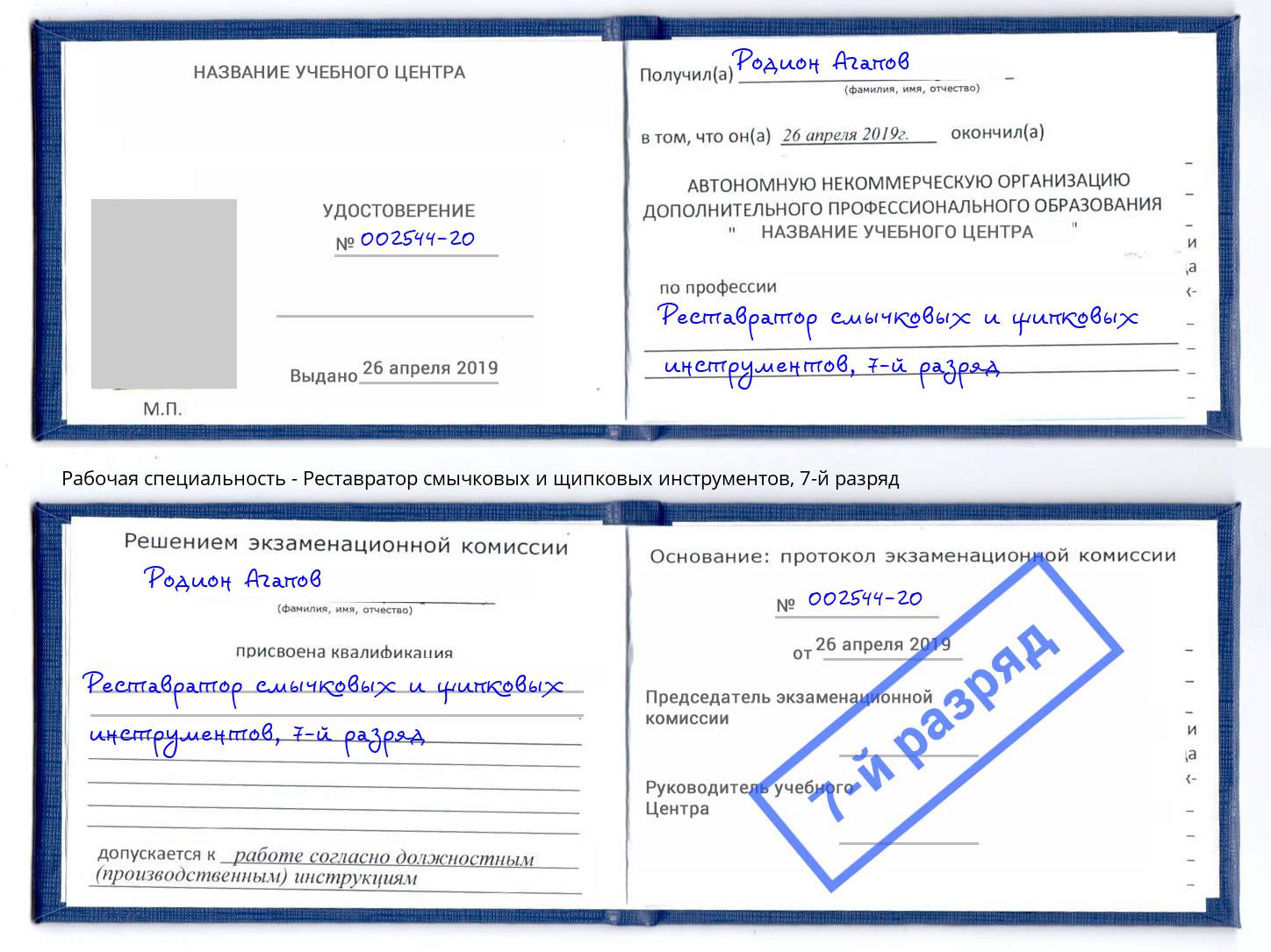 корочка 7-й разряд Реставратор смычковых и щипковых инструментов Саратов