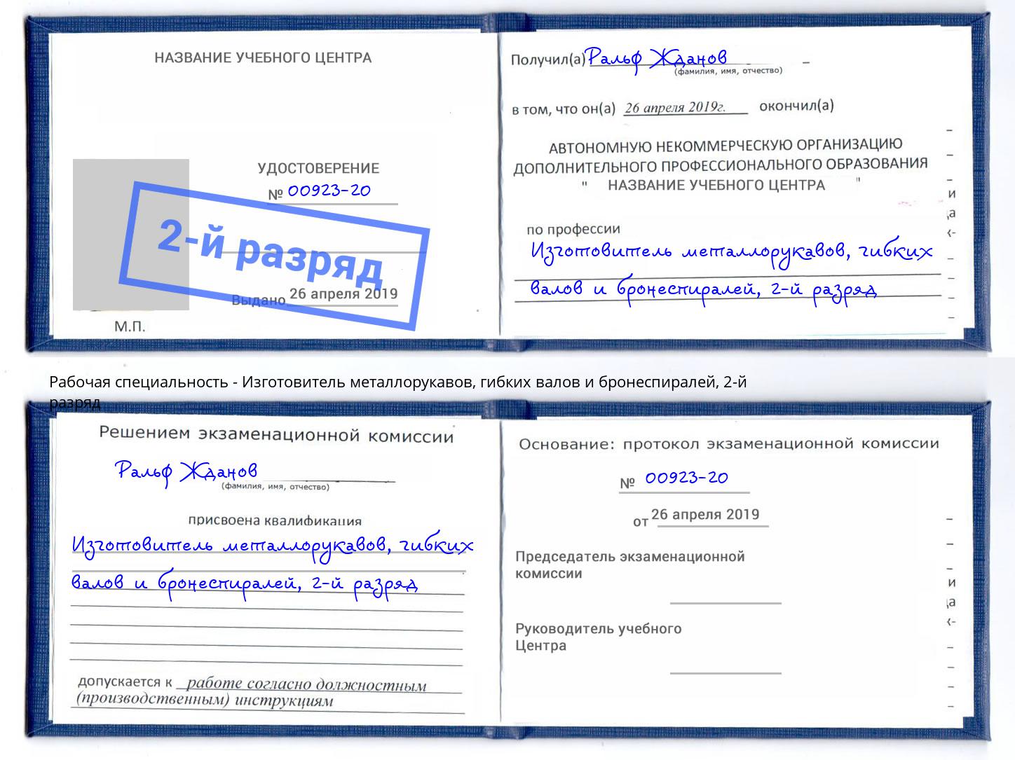 корочка 2-й разряд Изготовитель металлорукавов, гибких валов и бронеспиралей Саратов